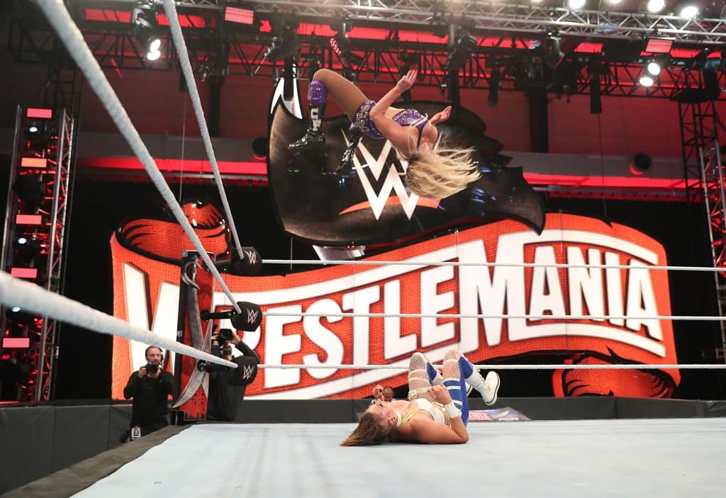 Charlotte moonsault on Rhea